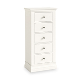 Ingleby 5 Drawer Tall Boy Coconut White from Roseland Furniture
