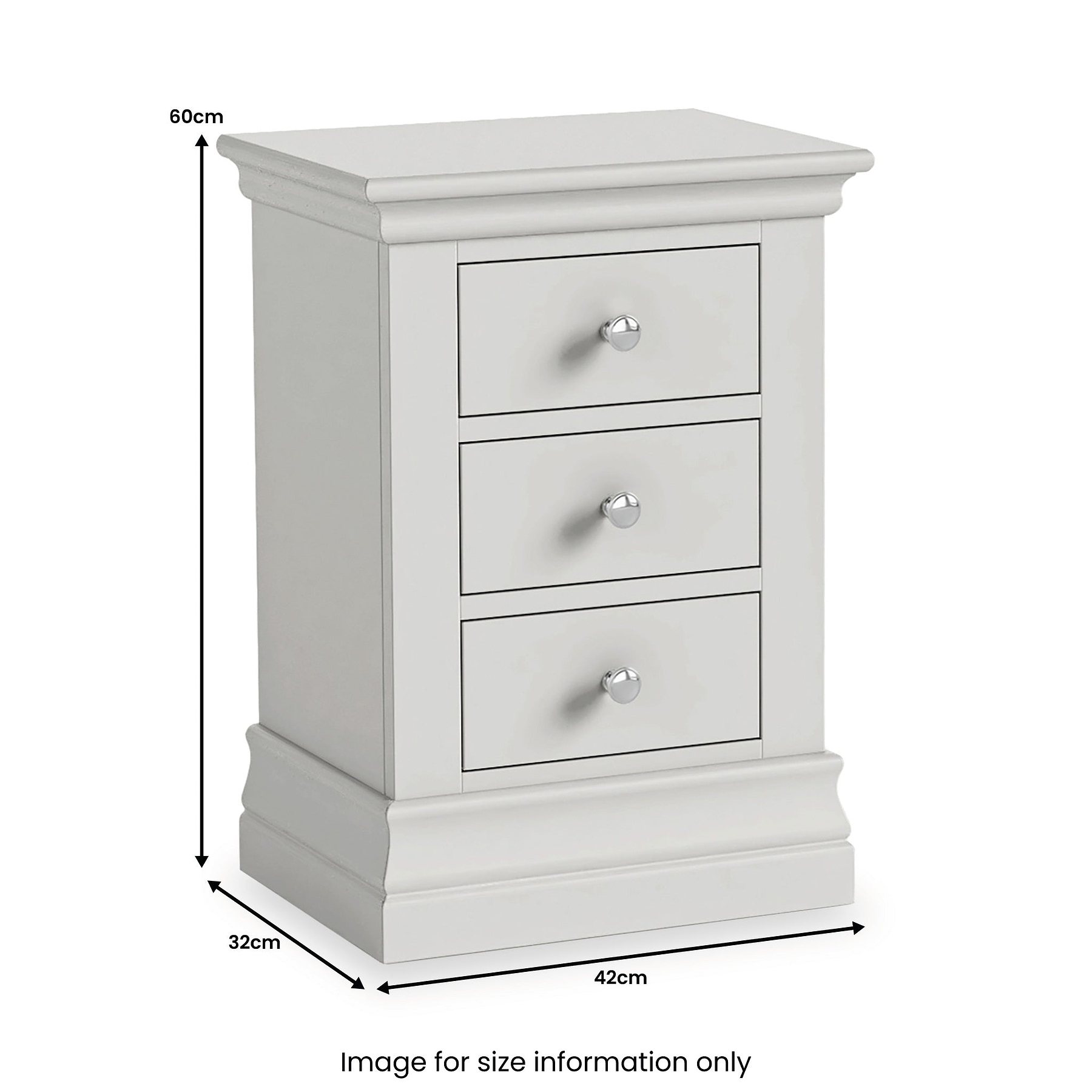 Ingleby 3 Drawer Bedside Light Grey from Roseland Furniture