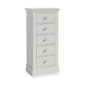 Ingleby 5 Drawer Tall Boy Light Grey from Roseland Furniture