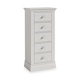Ingleby 5 Drawer Tall Boy Light Grey from Roseland Furniture