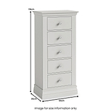 Ingleby 5 Drawer Tall Boy Light Grey from Roseland Furniture