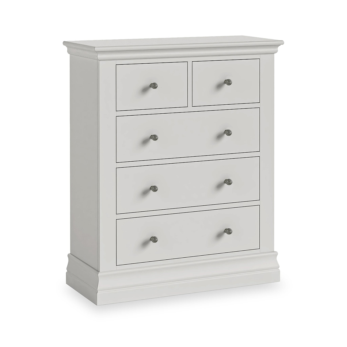 Ingleby 2 over 3 Drawer Chest Light Grey from Roseland Furniture