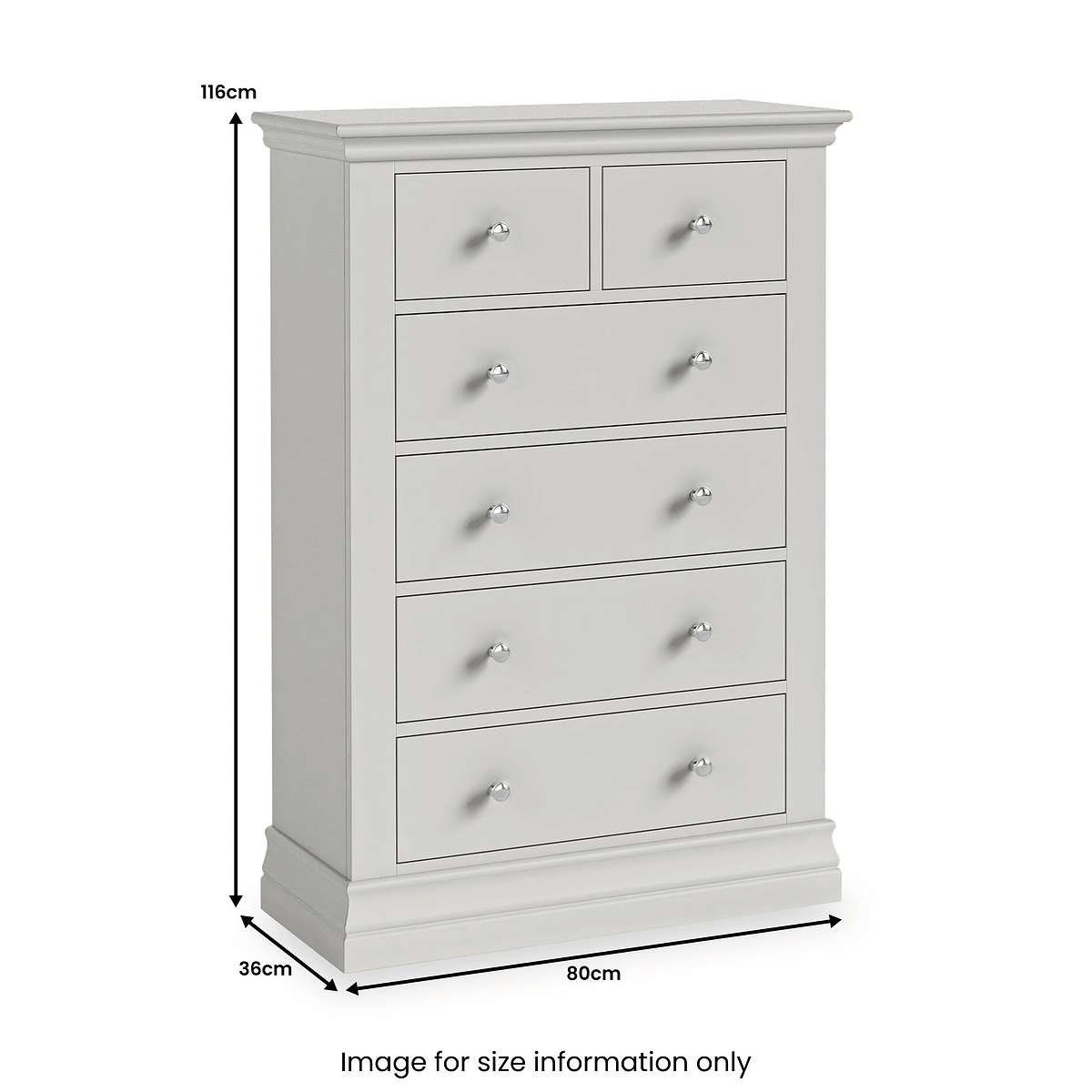 Ingleby 2 over 4 Drawer Chest Light Grey from Roseland Furniture