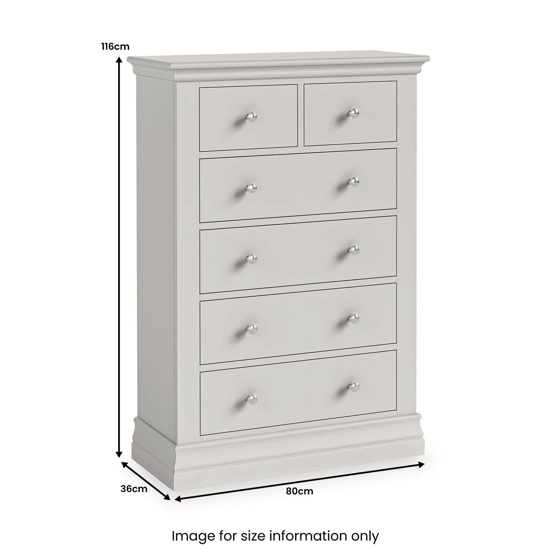 Ingleby 2 over 4 Drawer Chest Light Grey from Roseland Furniture