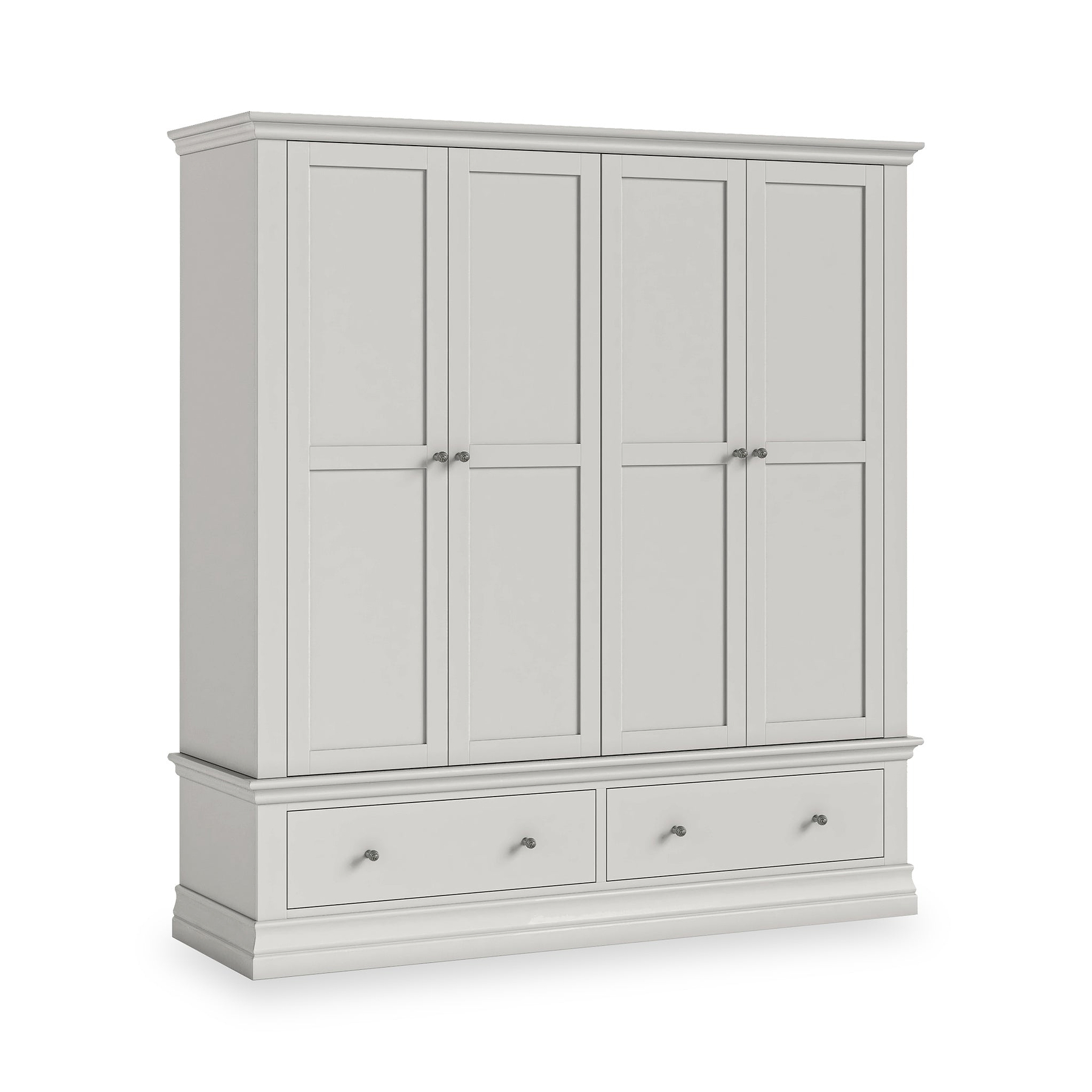 Ingleby 4 Door Wardrobe with Drawers Light Grey from Roseland Furniture