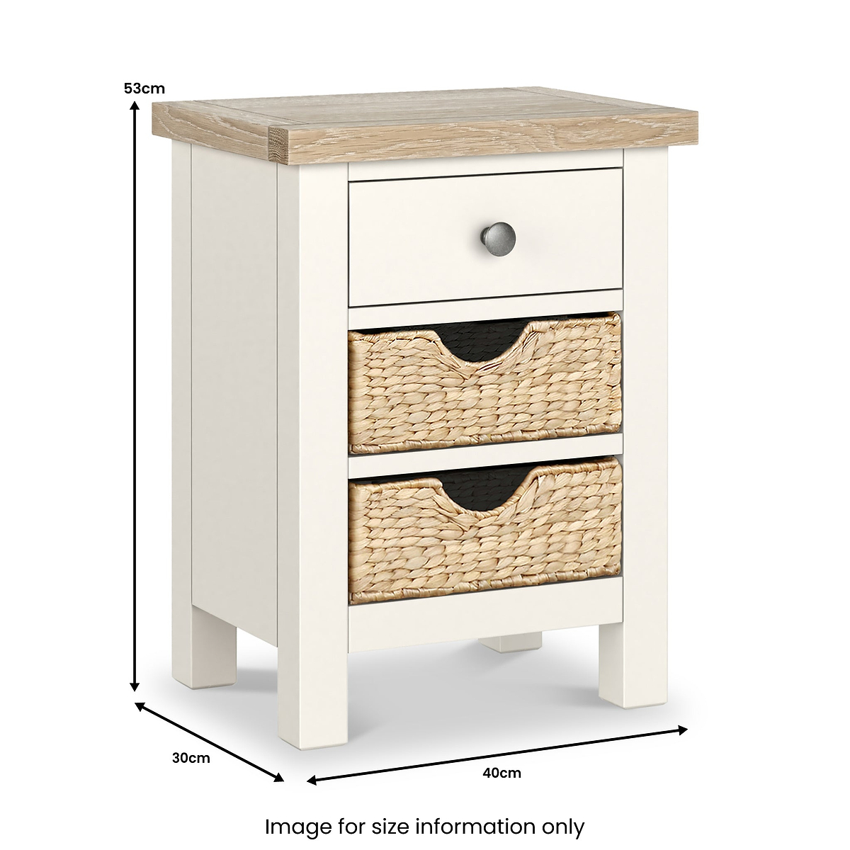 Farrow Basket 3 Drawer Bedside from Roseland Furniture