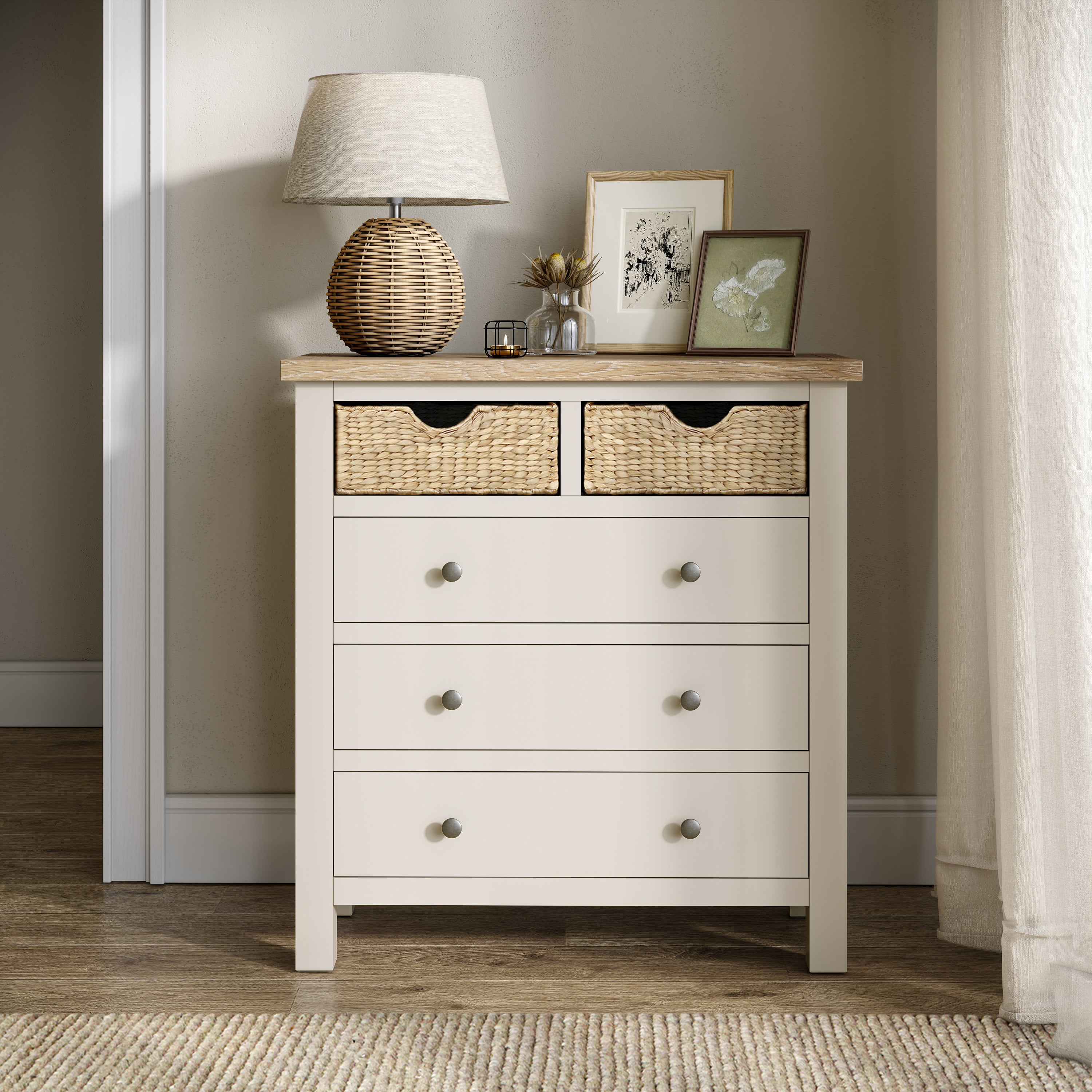 Farrow Basket 5 Drawer Chest for Coastal / Country Homes | Roseland