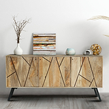 Maddox Grooved Mango Wood 3 Door Sideboard Cabinet for living room