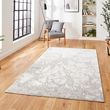 Aldrin Grey Ivory Marble Effect Rug for living room