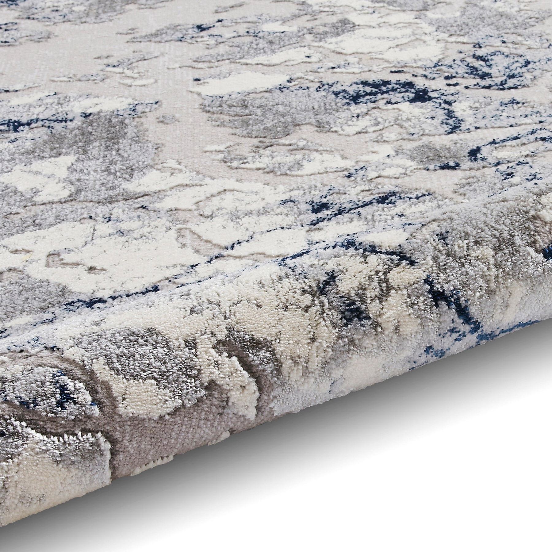 Aldrin Grey Navy Marble Effect Rug