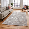 Aldrin Grey Rose Marble Effect Rug for living room
