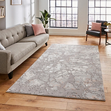 Aldrin Grey Rose Marble Effect Rug for living room