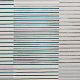 Horizontal lines in varying shades of blue, gray, and white create a textured abstract pattern.