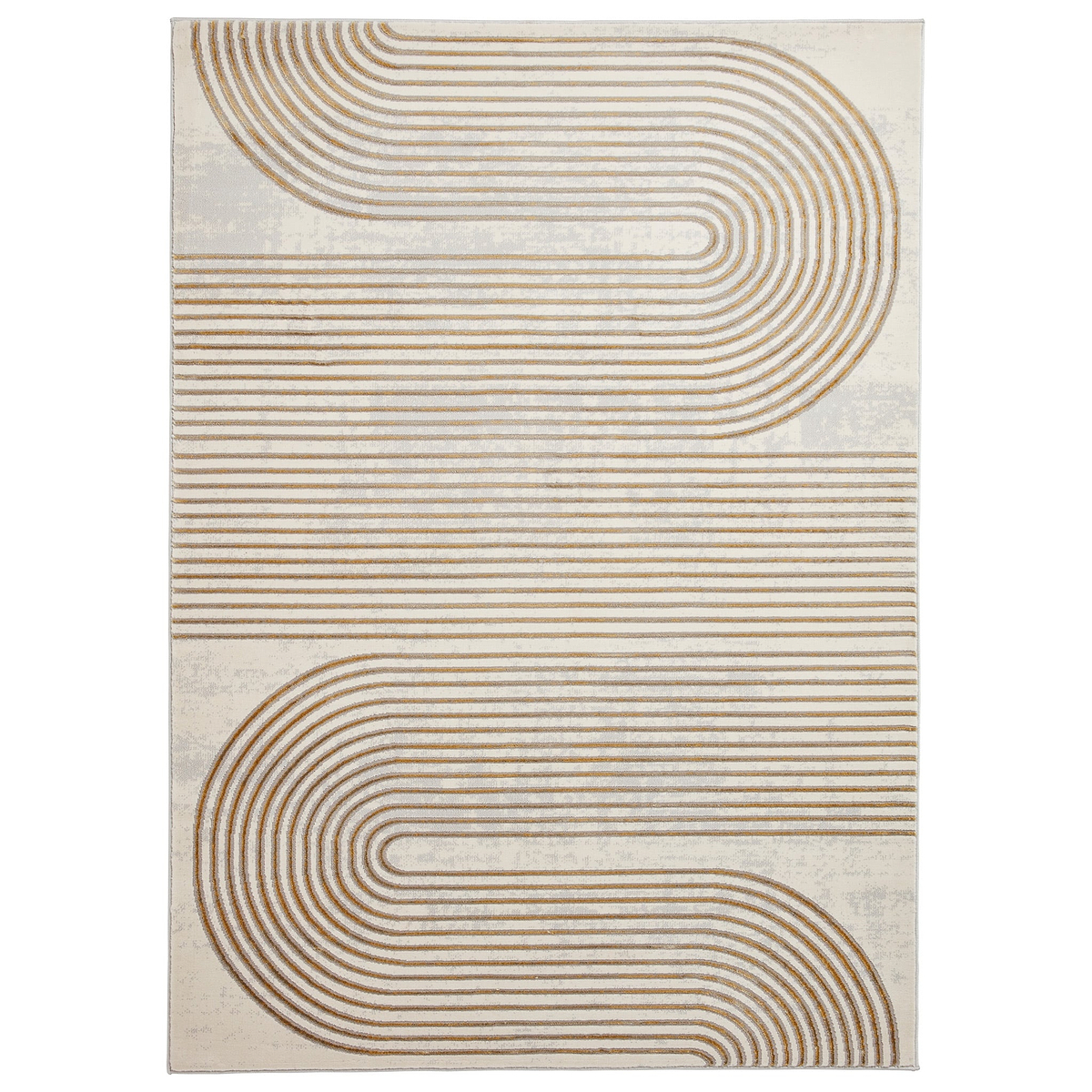Aldrin Grey Gold Swirl Patterned Rug from Roseland furniture