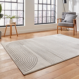 Aldrin Grey Ivory Swirl Patterned Rug for bedroom
