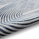 Aldrin Grey Navy Swirl Patterned Rug