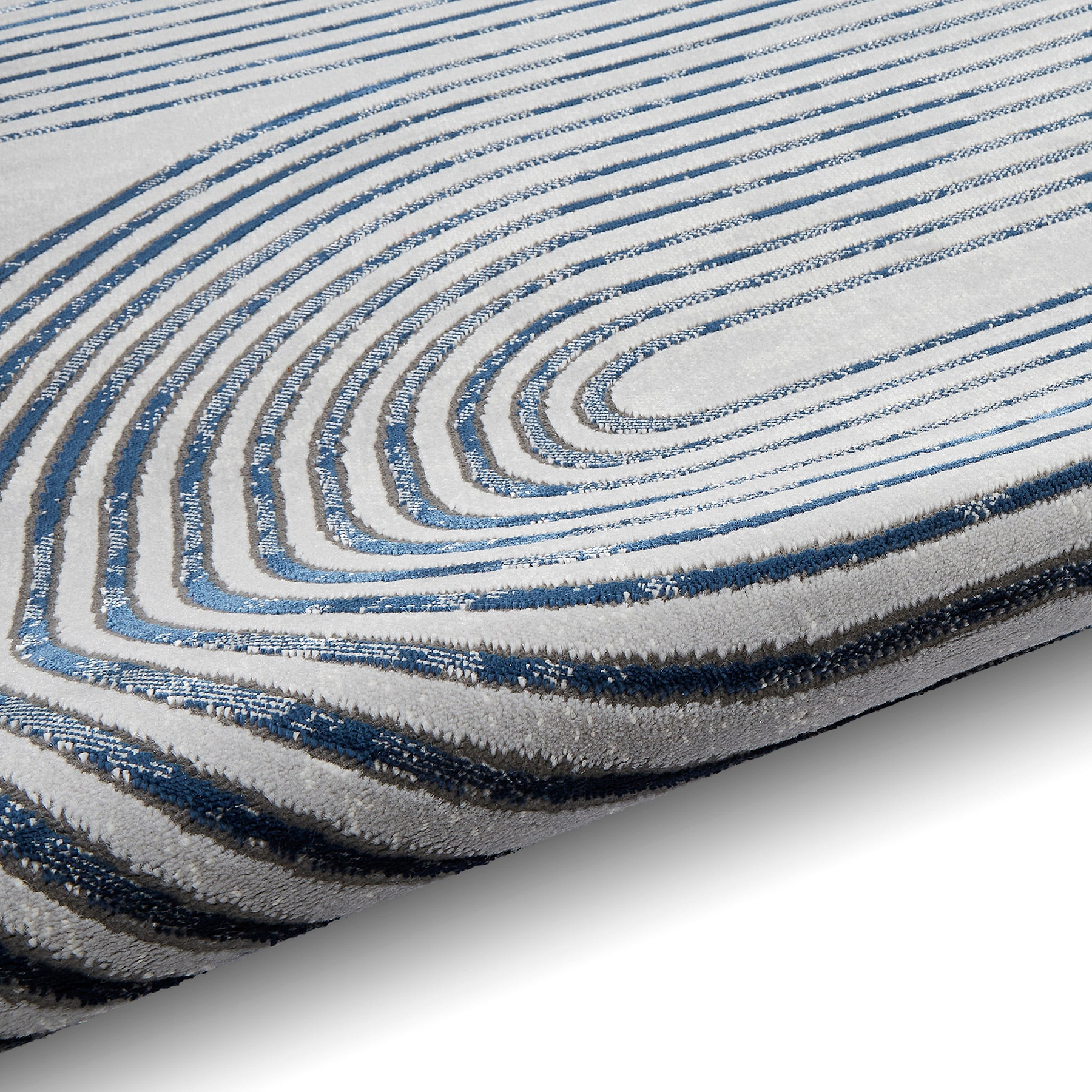 Aldrin Grey Navy Swirl Patterned Rug