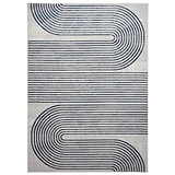Aldrin Grey Navy Swirl Patterned Rug from Roseland furniture