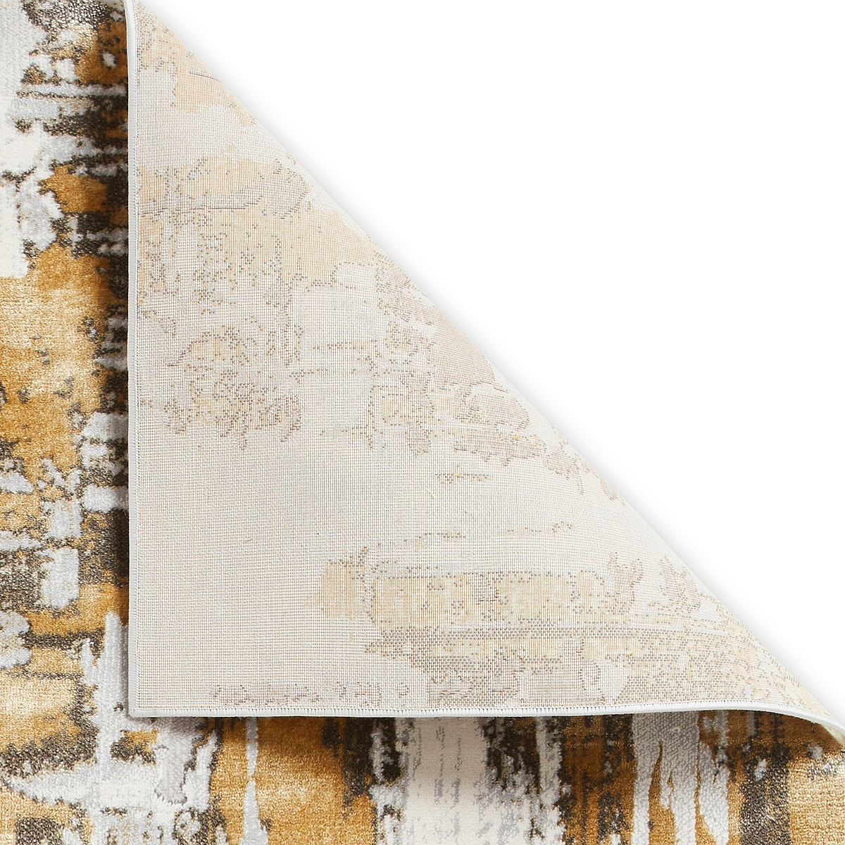 Aldrin Grey Gold Distressed Patterned Rug