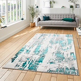 Aldrin Grey Green Distressed Patterned Rug for living room
