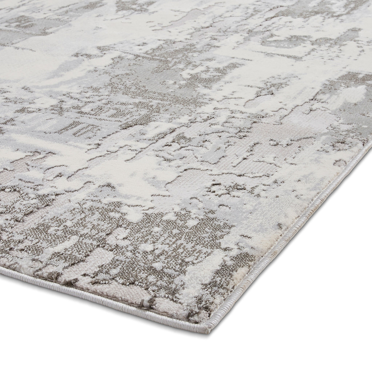 Aldrin Grey Ivory Distressed Patterned Rug
