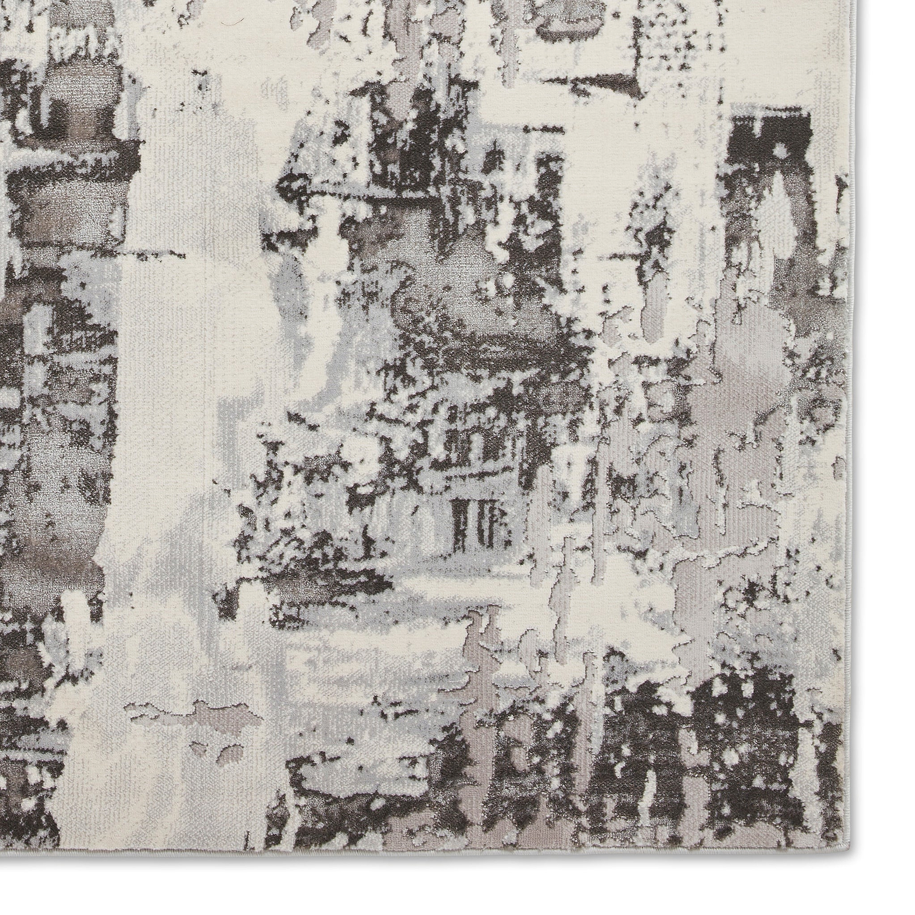 Aldrin Grey Ivory Distressed Patterned Rug