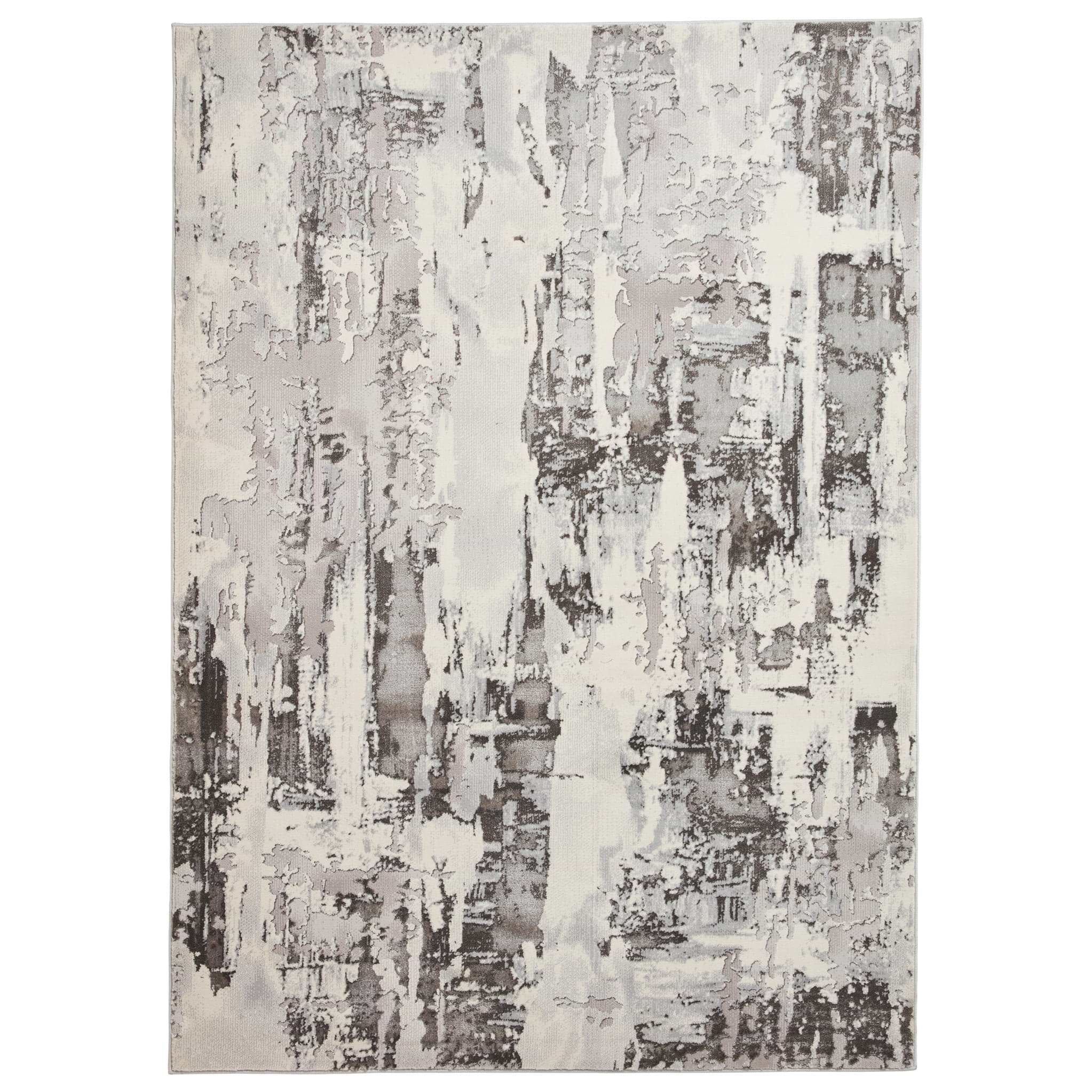 Aldrin Grey Ivory Distressed Patterned Rug from Roseland Furniture