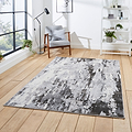Aldrin Grey Distressed Metallic Effect Rug for living room