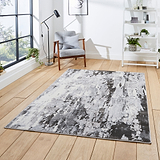 Aldrin Grey Distressed Metallic Effect Rug for living room