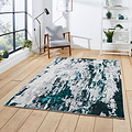 Aldrin Green Distressed Metallic Effect Rug for living room