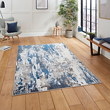Aldrin Navy Distressed Metallic Effect Rug for living room