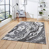 Aldrin Grey Marble Swirl Rug for living room