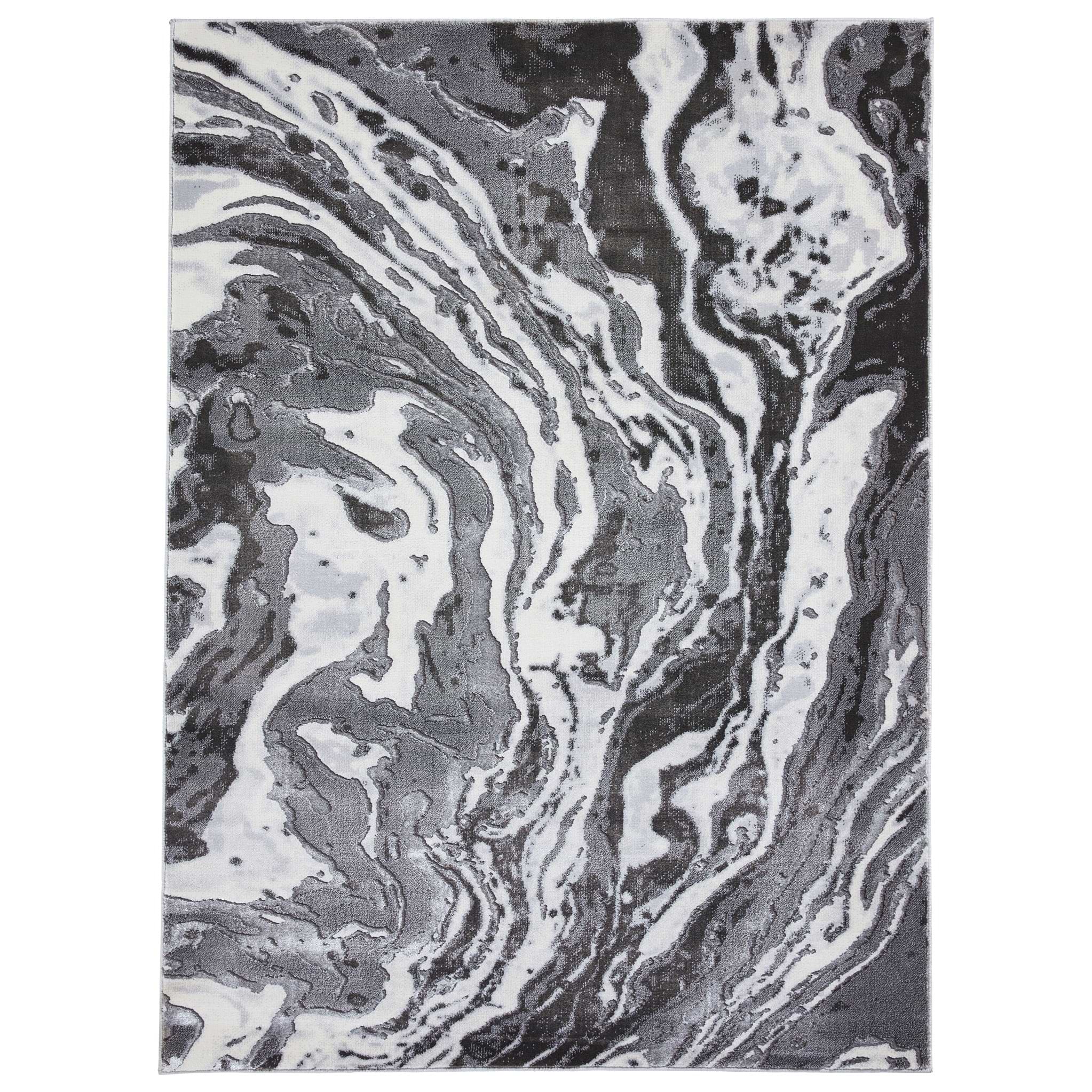Aldrin Grey Marble Swirl Rug from Roseland Furniture