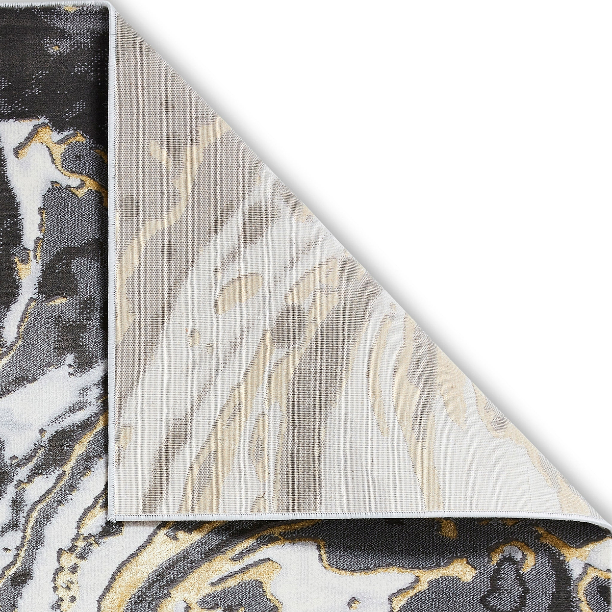 Aldrin Grey gold Marble Swirl Rug