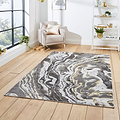 Aldrin Grey gold Marble Swirl Rug for living room