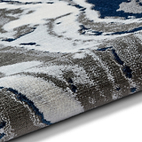 Aldrin Grey Navy Marble Swirl Rug