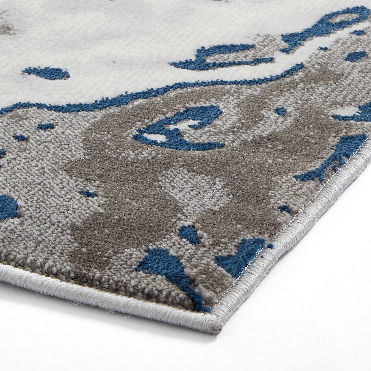 Aldrin Grey Navy Marble Swirl Rug