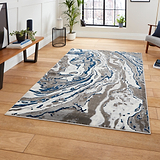 Aldrin Grey Navy Marble Swirl Rug for living room