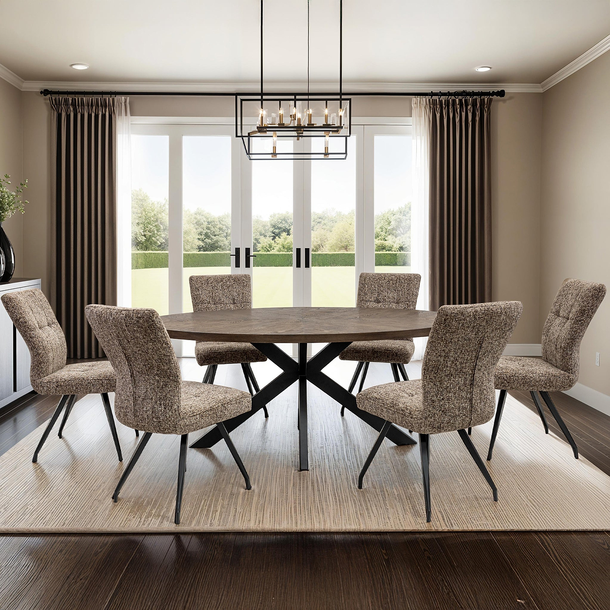 Ellison Sable Blend Fabric Dining Chair Front1 from Roseland Furniture