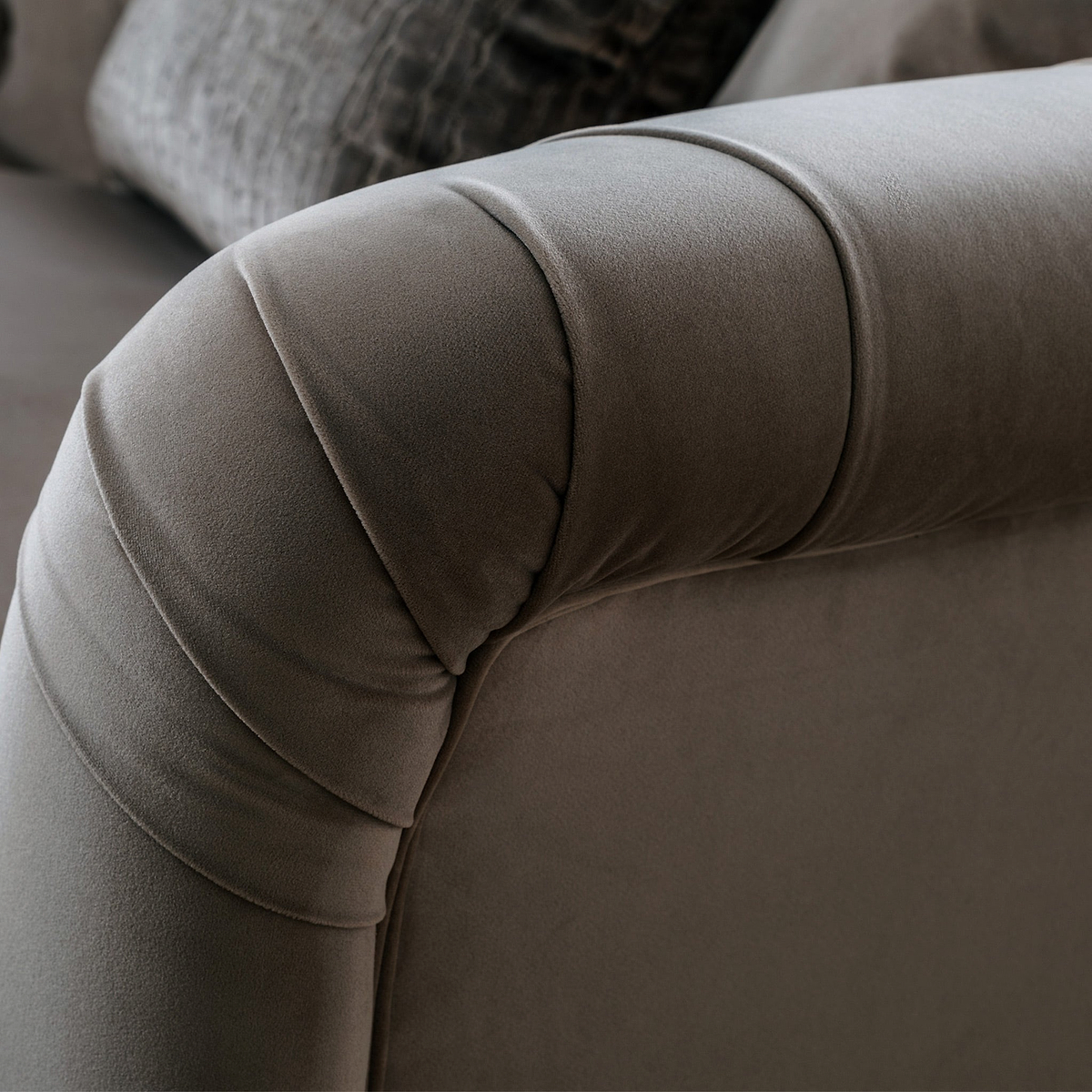 Clarence Mushroom Velvet Chesterfield Armchair