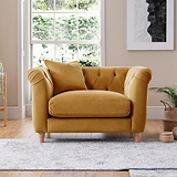 Clarence Ochre Velvet Chesterfield Armchair for living room
