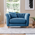 Clarence Sky Blue Velvet Chesterfield Armchair for living room