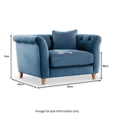 Clarence Sky Blue Velvet Chesterfield Armchair dimensions