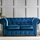 Kingswell-velvet-2-seater-sofa-indigo from Roseland Furniture