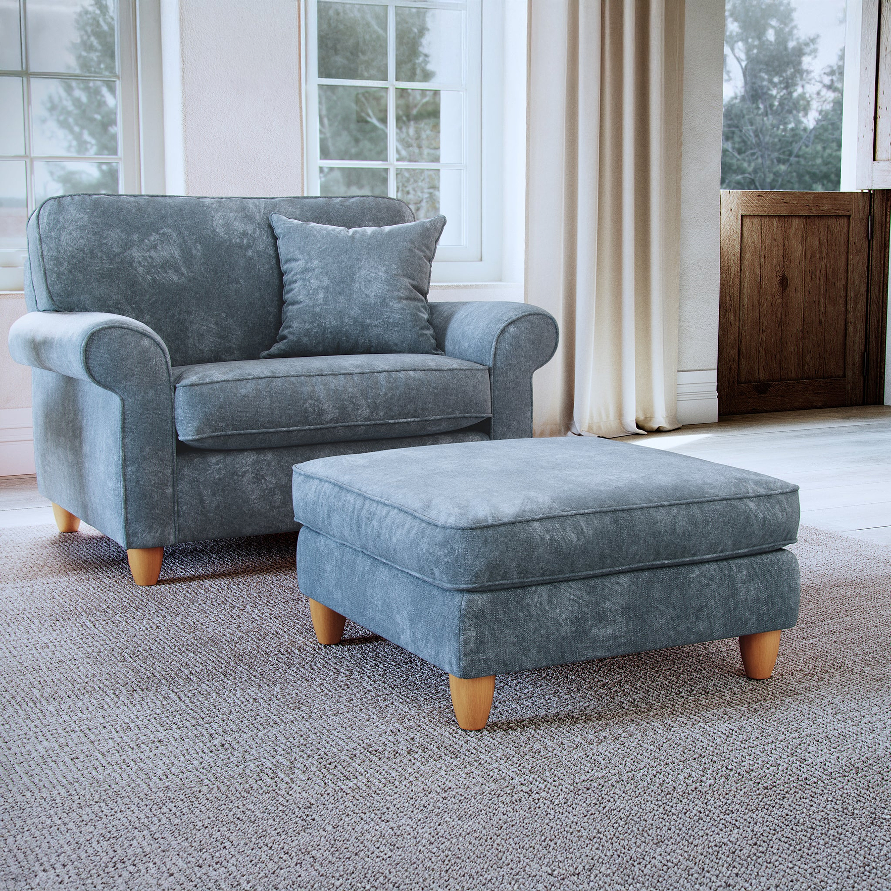 Ashbury Footstool Steel Life1 from Roseland Furniture