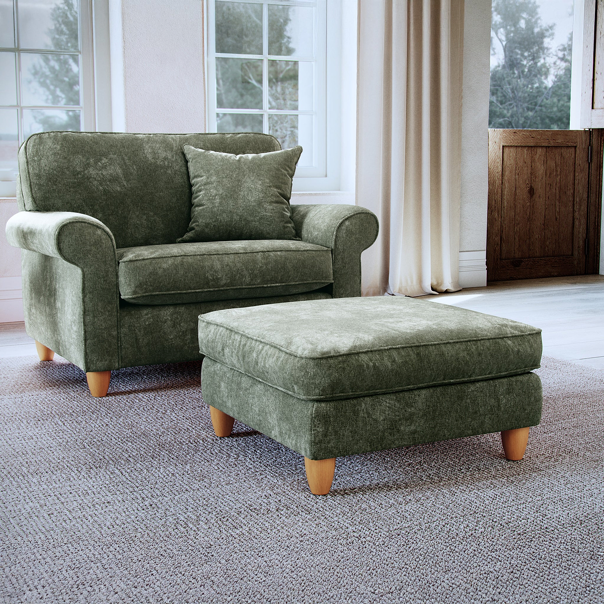 Ashbury Footstool Moss from Roseland Furniture