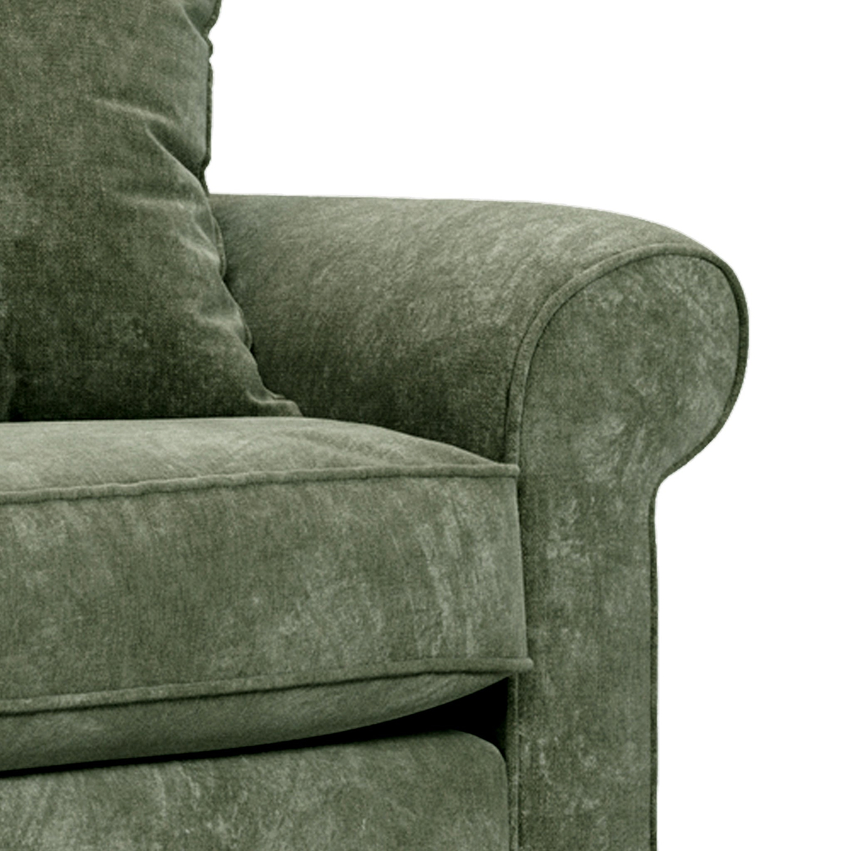 Ashbury Sofa Moss sock arm close up