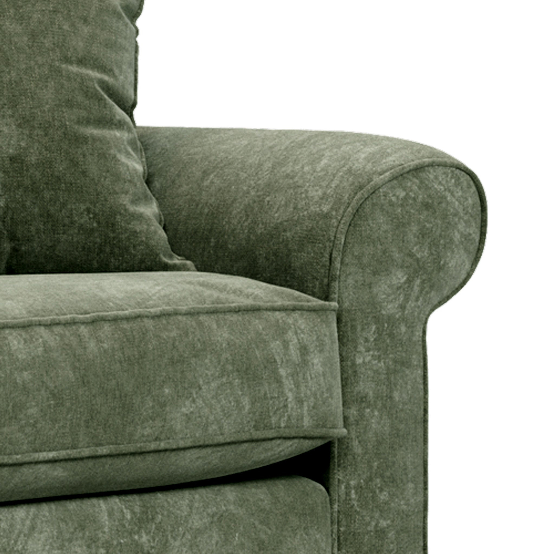 Ashbury Sofa Moss sock arm close up