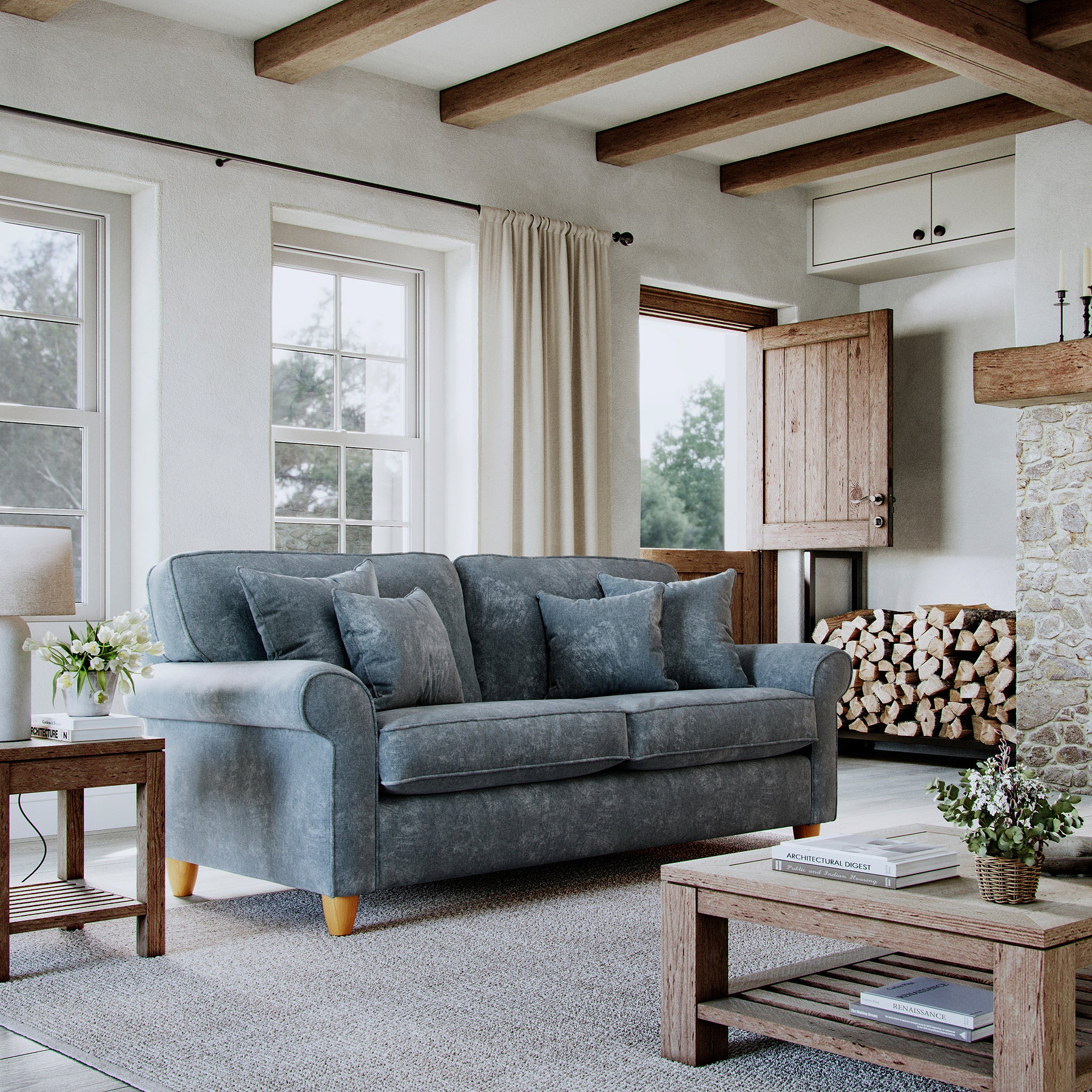 Ashbury 3 Seater Sofa Steel Life1 from Roseland Furniture