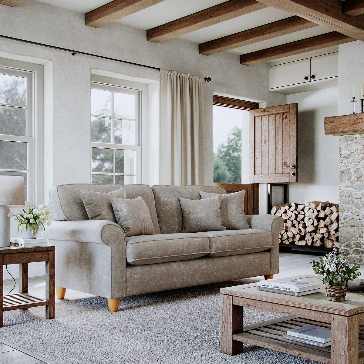 Ashbury 3 Seater Sofa Beige Life1 from Roseland Furniture